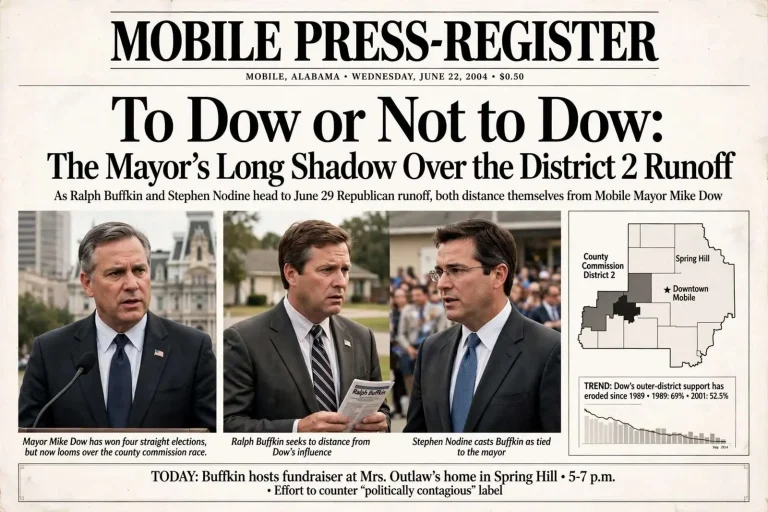Illustration for the news story: To Dow or Not to Dow: The Mayor’s Long Shadow Over the District 2 Runoff