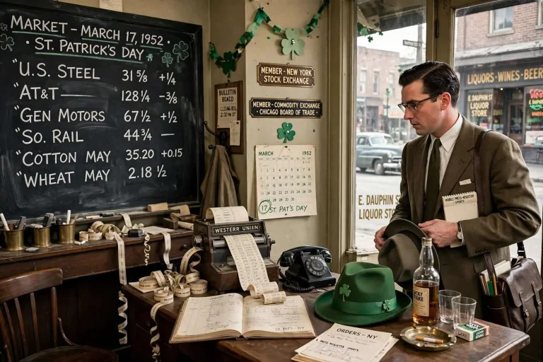 Illustration for the news story: St. Patrick’s Day, 1952: How a Mobile Sportswriter Wandered Into the Brokerage Business