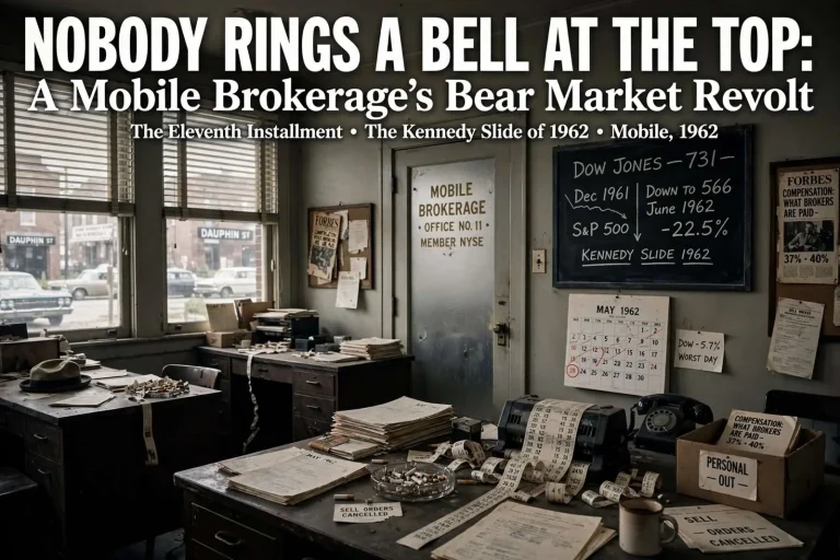 Illustration for the news story: Nobody Rings a Bell at the Top: A Mobile Brokerage’s Bear Market Revolt