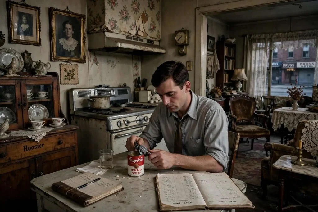 Illustration for the news story: Suppers Alone in an Empty Apartment: A Mobile Landlord Waits Out the Old House