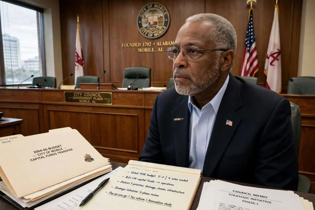 Illustration for the news story: Peavy Votes for the Budget He Criticized, Then Takes Charge of Rewriting the City’s Playbook