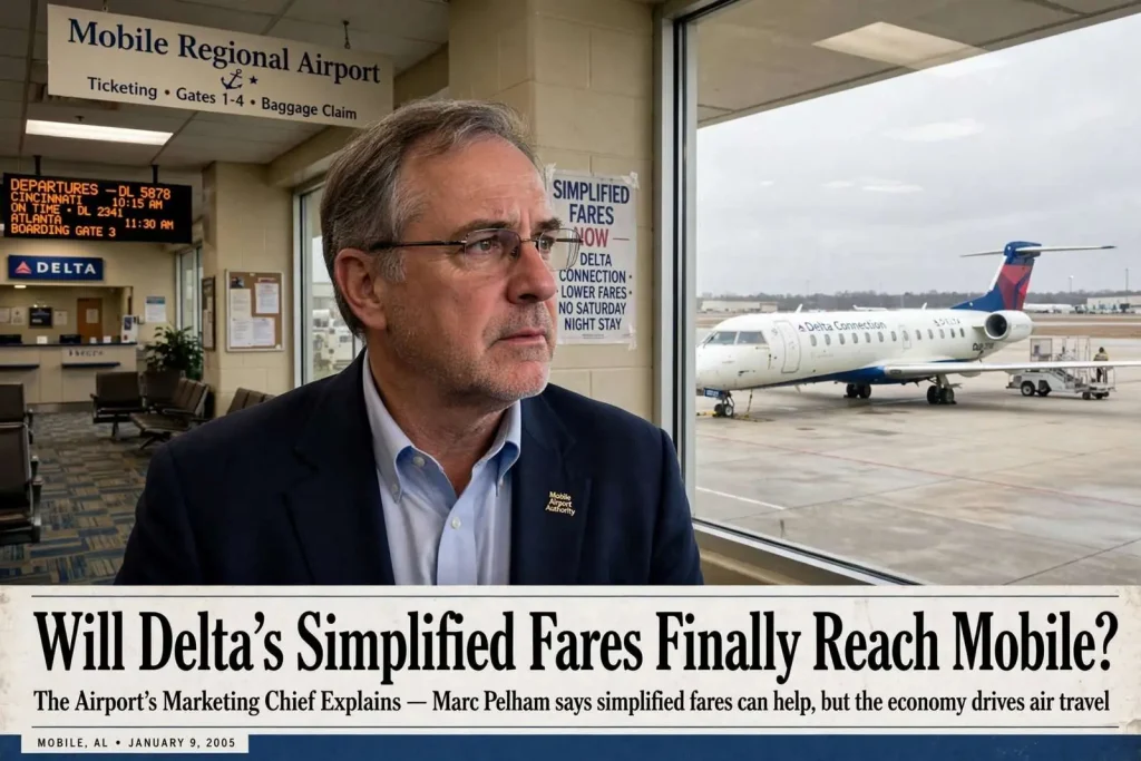 Illustration for the news story: Will Delta’s Simplified Fares Finally Reach Mobile? The Airport’s Marketing Chief Explains