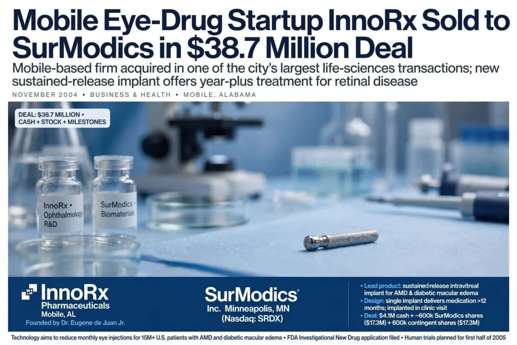 Illustration for the news story: Mobile Eye-Drug Startup InnoRx Sold to SurModics in $38.7 Million Deal