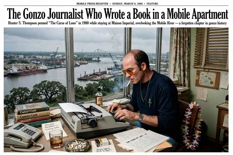 Illustration for the news story: The Gonzo Journalist Who Wrote a Book in a Mobile Apartment