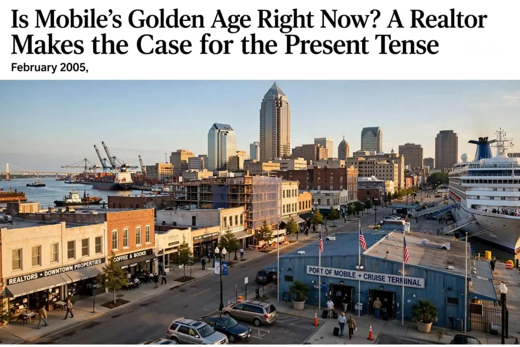 Illustration for the news story: Is Mobile’s Golden Age Right Now? A Realtor Makes the Case for the Present Tense