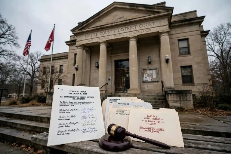 Illustration for the news story: Mobile County Judges Say They Have No Power to Erase an Arrest Record
