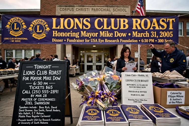 Illustration for the news story: Lions Club Prepares to Roast the Outgoing Mayor of Mobile