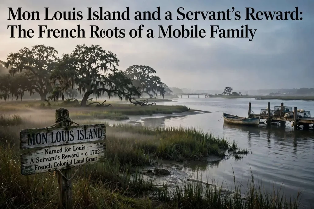 Illustration for the news story: Mon Louis Island and a Servant’s Reward: The French Roots of a Mobile Family