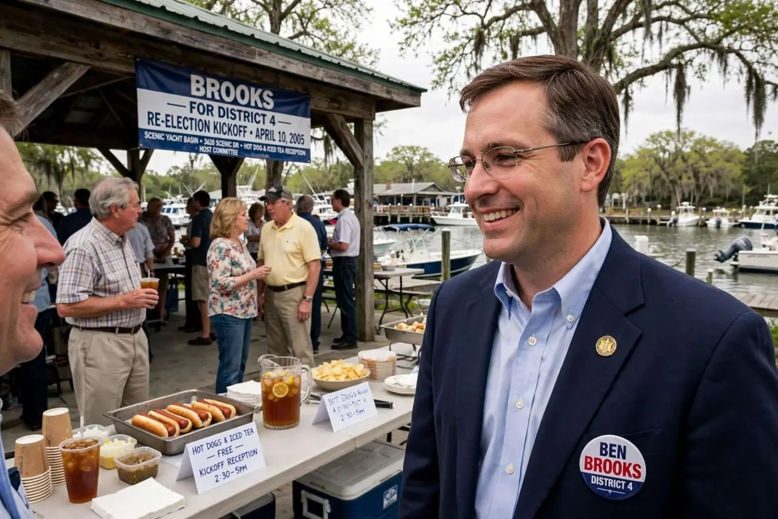 Illustration for the news story: Brooks Opens Re-Election Bid With Former Rivals Among His Hosts
