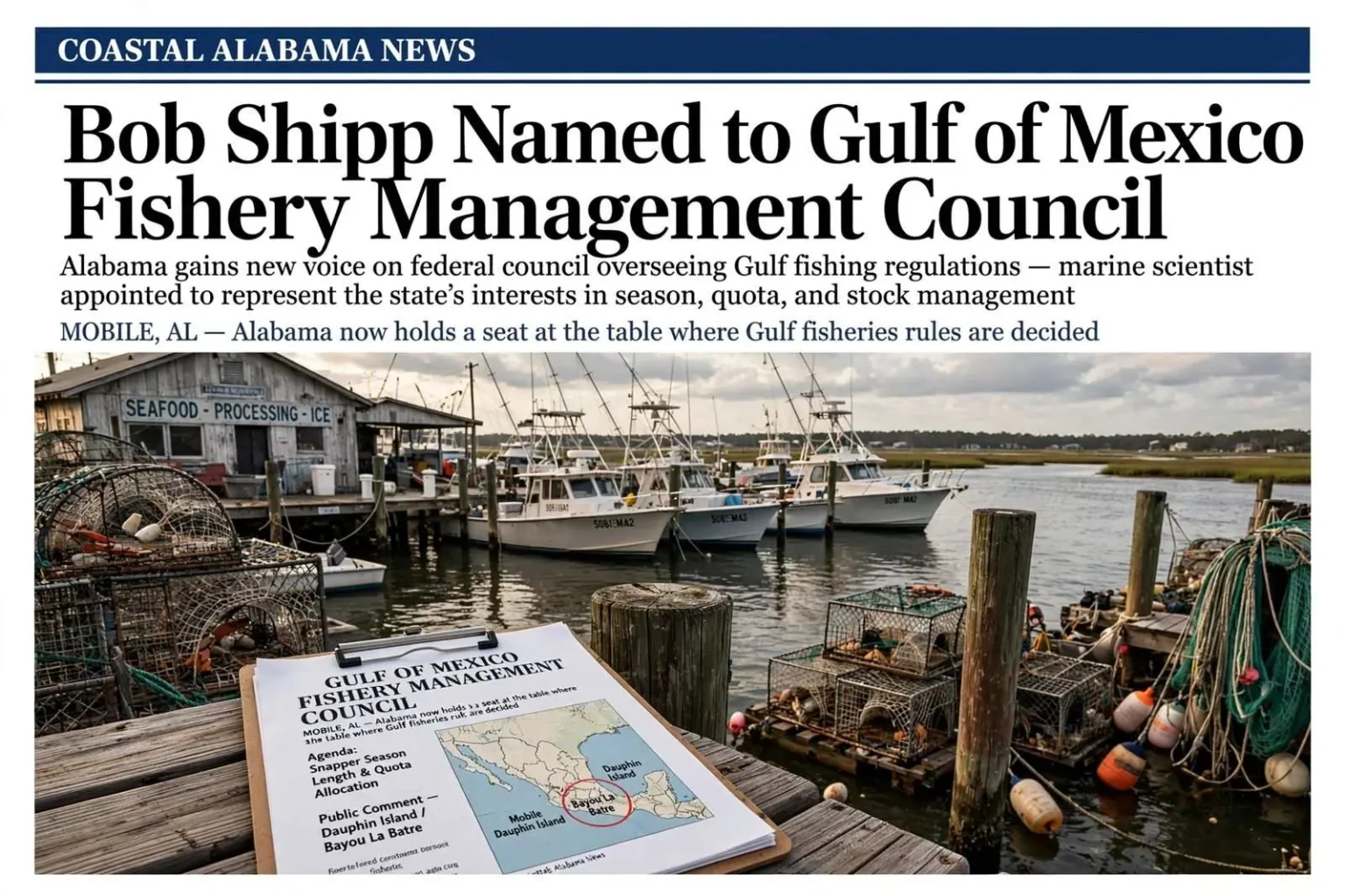 Illustration for the news story: Bob Shipp Named to Gulf of Mexico Fishery Management Council