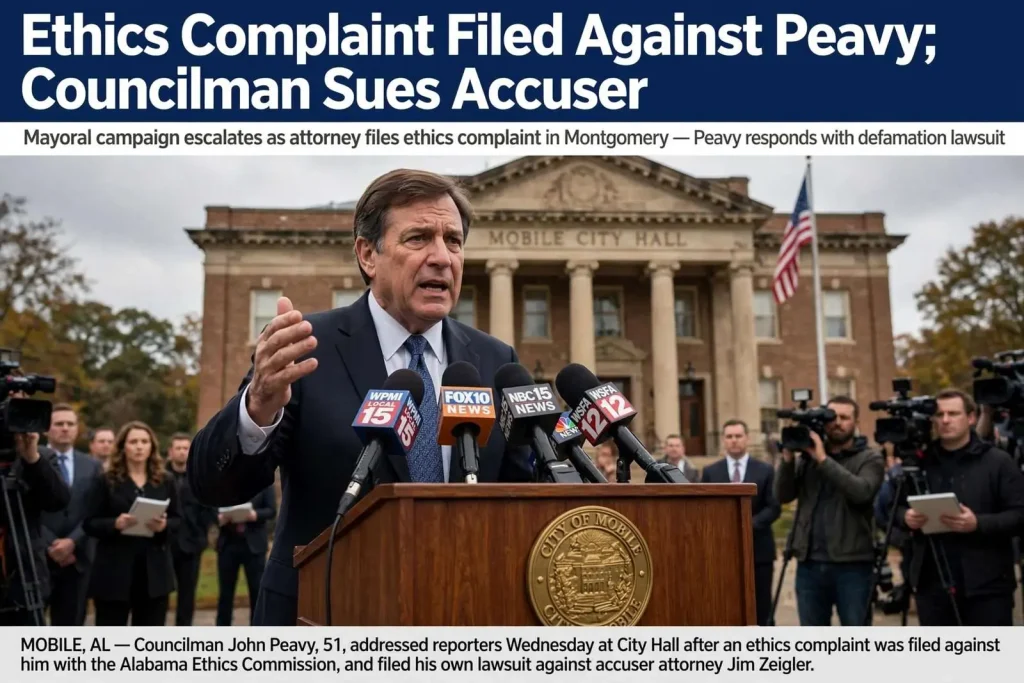 Illustration for the news story: Ethics Complaint Filed Against Peavy; Councilman Sues Accuser