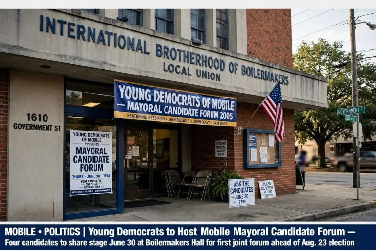 Illustration for the news story: Young Democrats to Host Mobile Mayoral Candidate Forum