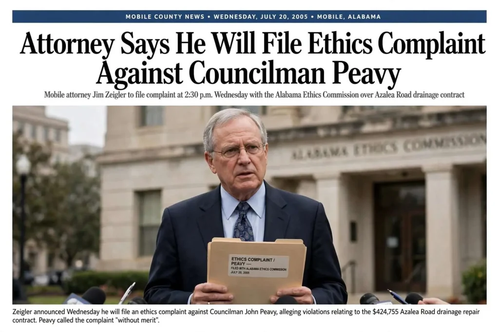 Illustration for the news story: Attorney Says He Will File Ethics Complaint Against Councilman Peavy