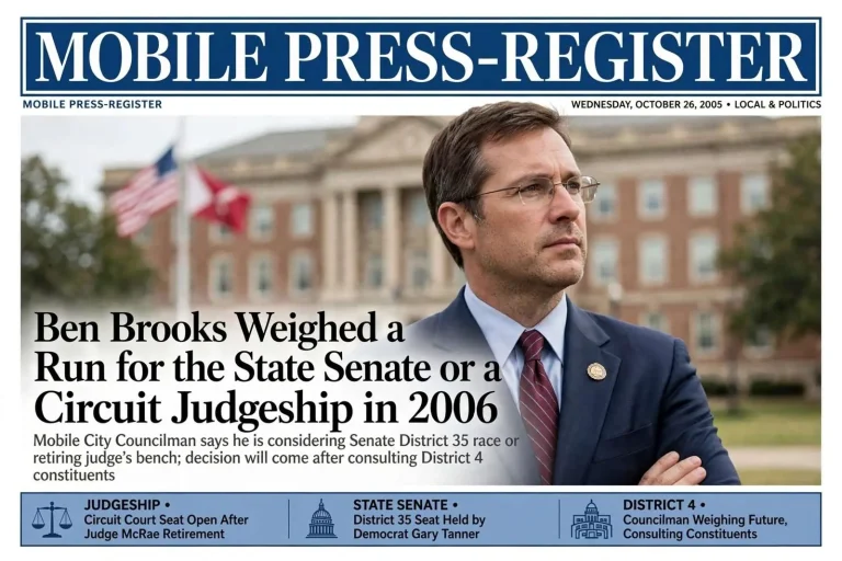 Illustration for the news story: Ben Brooks Weighed a Run for the State Senate or a Circuit Judgeship in 2006