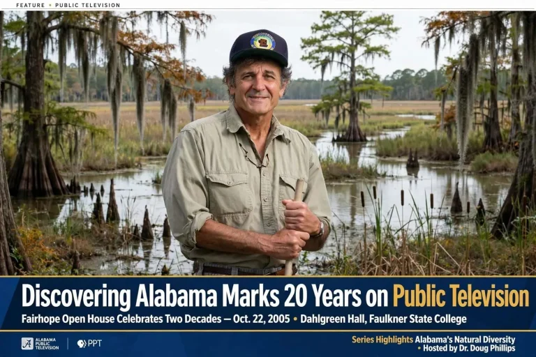 Illustration for the news story: Discovering Alabama Marked 20 Years on Public Television With a Fairhope Open House