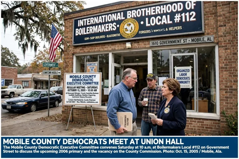 Illustration for the news story: Mobile County Democrats Called a Saturday Meeting on Government Street