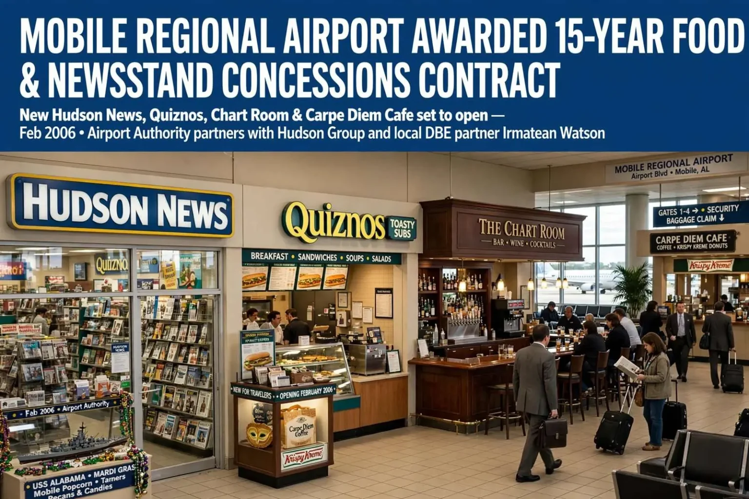 Illustration for the news story: Mobile Regional Airport Awarded a 15-Year Food and Newsstand Concessions Contract