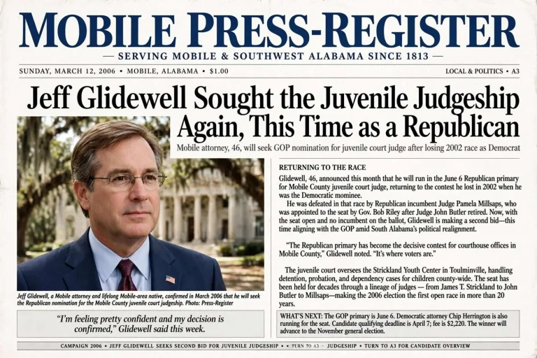 Illustration for the news story: Jeff Glidewell Sought the Juvenile Judgeship Again, This Time as a Republican