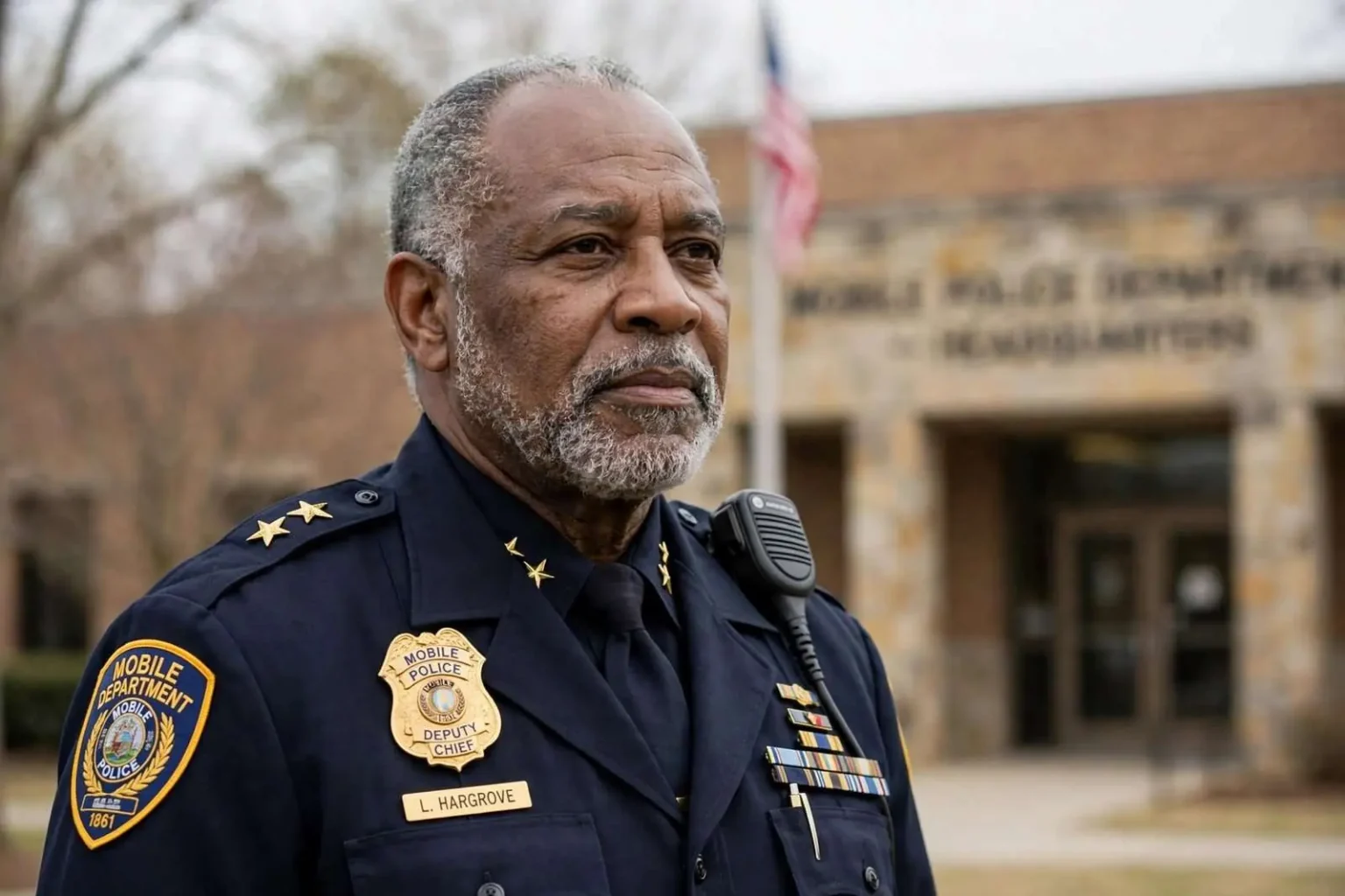 Illustration for the news story: Deputy Chief Lester Hargrove Set to Lead Mobile Police as Cochran Retired for Sheriff’s Run