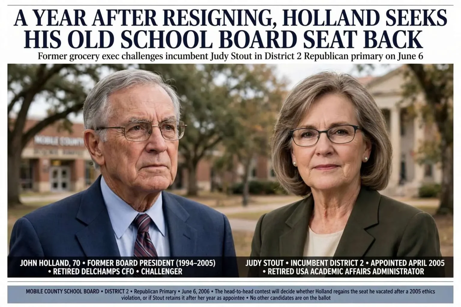 Illustration for the news story: A Year After Resigning, Holland Seeks His Old School Board Seat Back