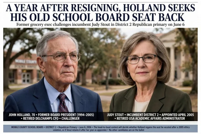 Illustration for the news story: A Year After Resigning, Holland Seeks His Old School Board Seat Back