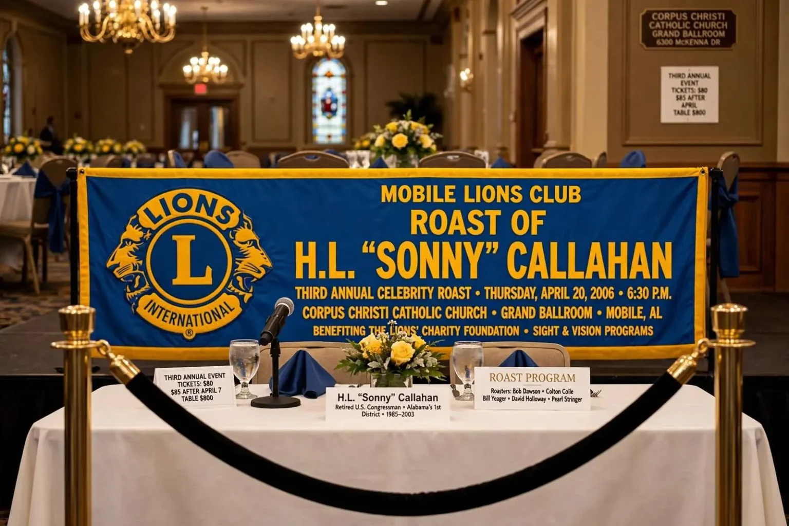 Illustration for the news story: Lions Club to Roast a Retired Congressman in Mobile