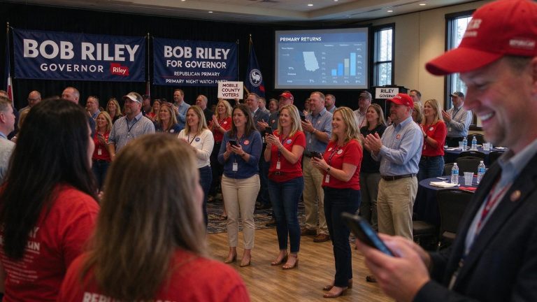 Illustration for the news story: Mobile County Candidates Set Election-Night Watch Parties for Primary Day