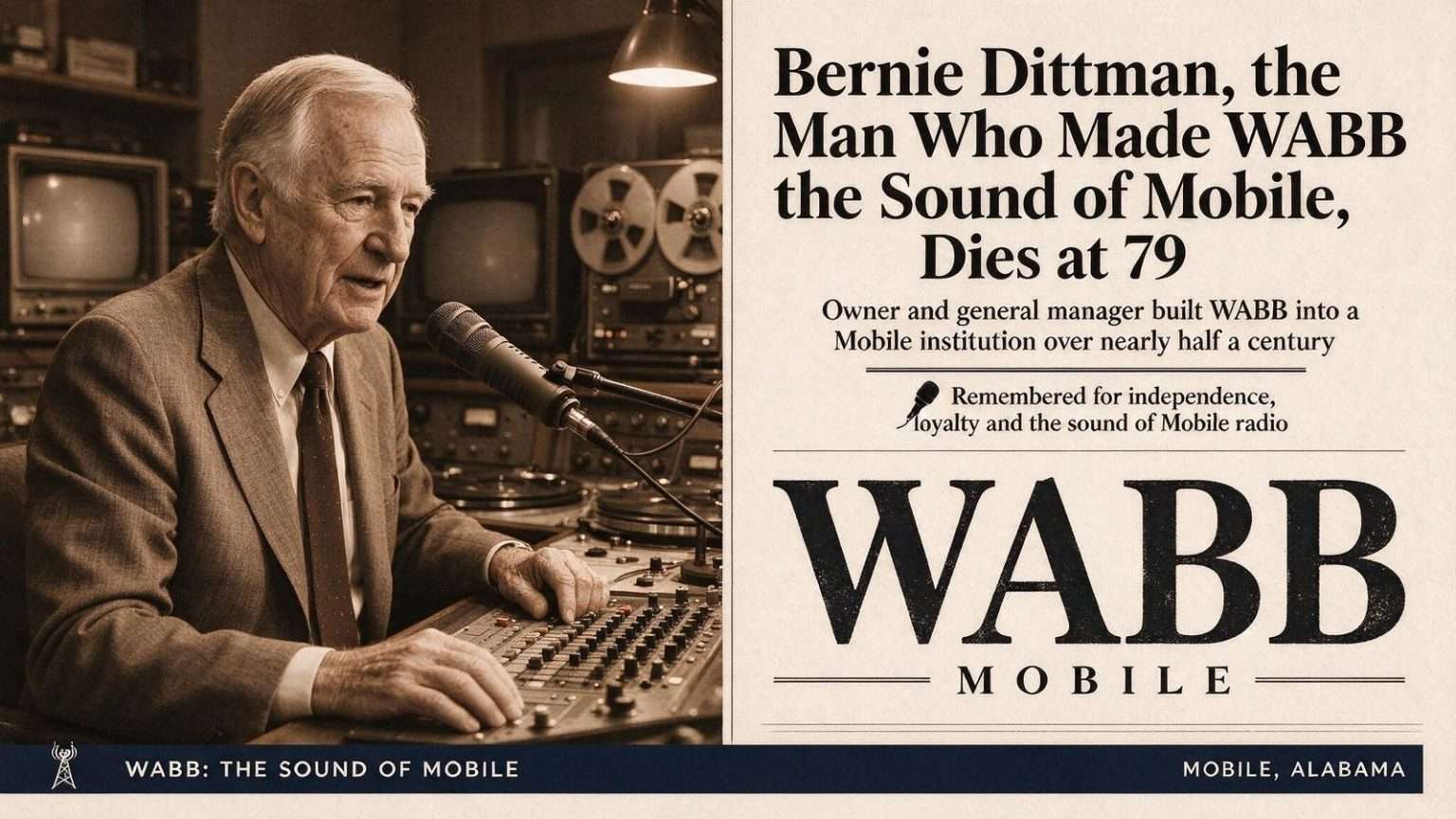 Illustration for the news story: Bernie Dittman, the Man Who Made WABB the Sound of Mobile, Dies at 79