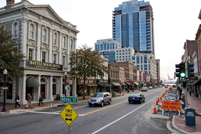 Illustration for the news story: Royal Street Goes Both Ways Again as Downtown Mobile Undoes Decades of One-Way Traffic
