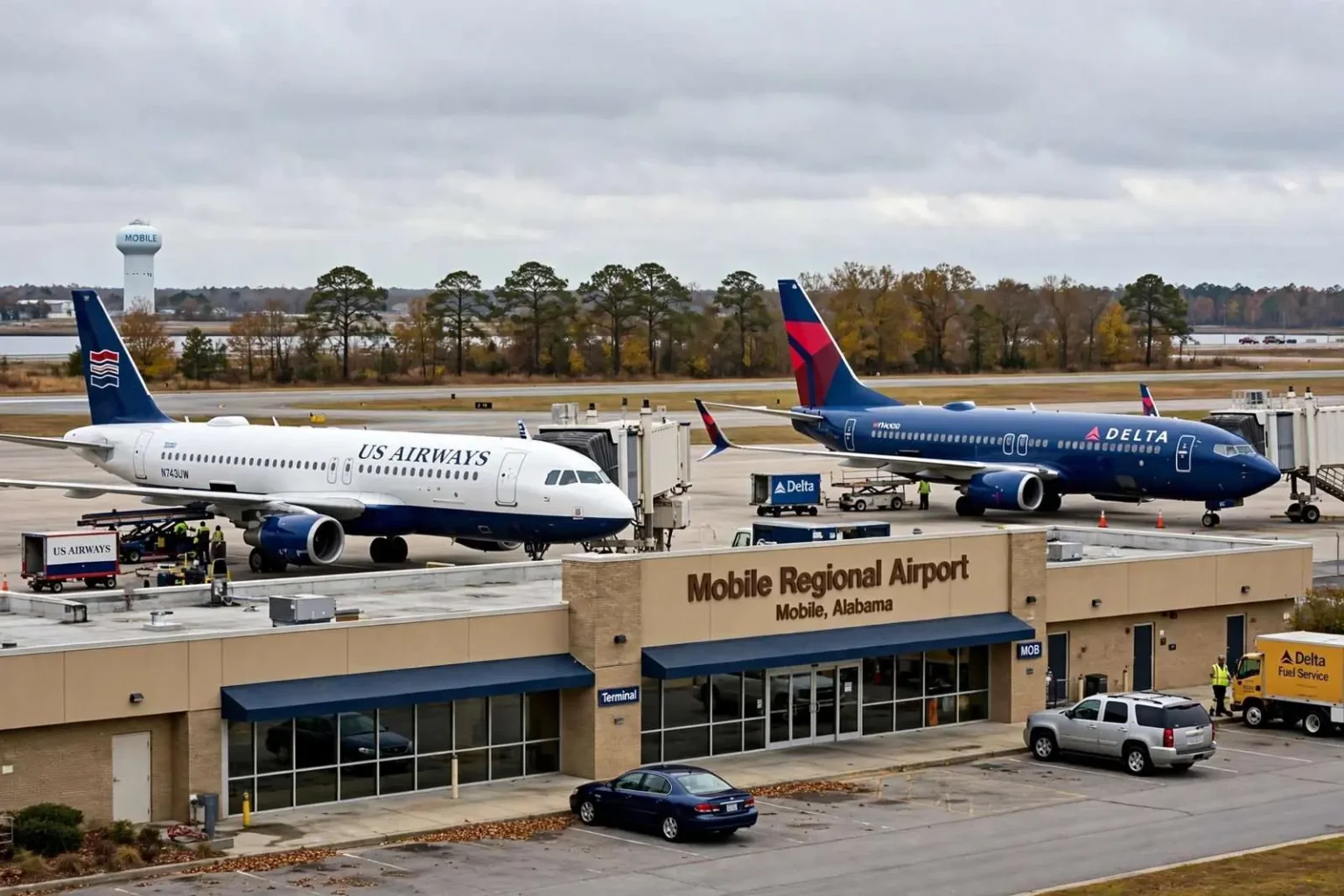 Illustration for the news story: What a US Airways Takeover of Delta Would Mean at Mobile Regional Airport
