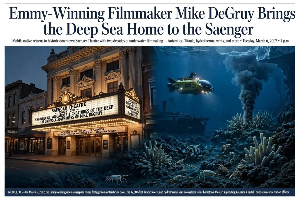 Illustration for the news story: Emmy-Winning Filmmaker Mike DeGruy Brought the Deep Sea Home to the Saenger