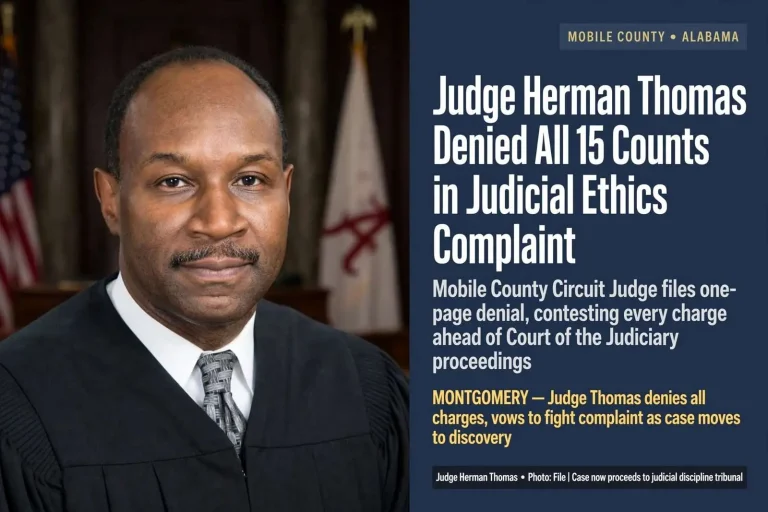 Illustration for the news story: Judge Herman Thomas Denied All 15 Counts in Judicial Ethics Complaint