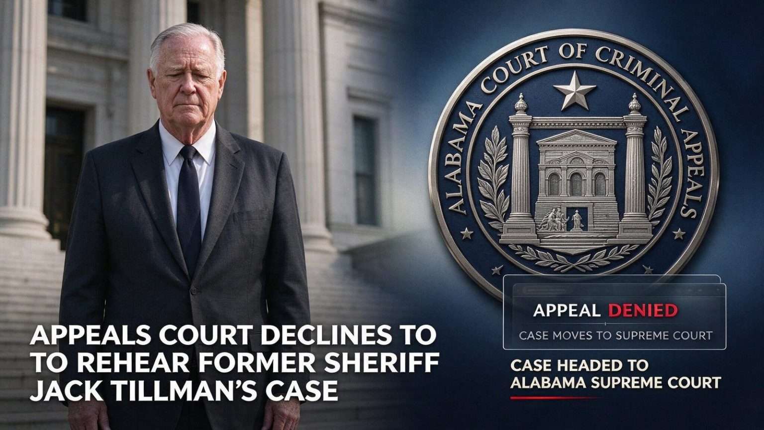 Illustration for the news story: Appeals Court Declines to Rehear Former Sheriff Jack Tillman’s Case