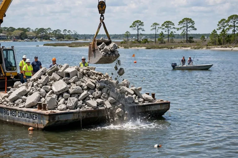 Illustration for the news story: 1,600 Tons of Rubble Became a New Fishing Reef in Mobile Bay