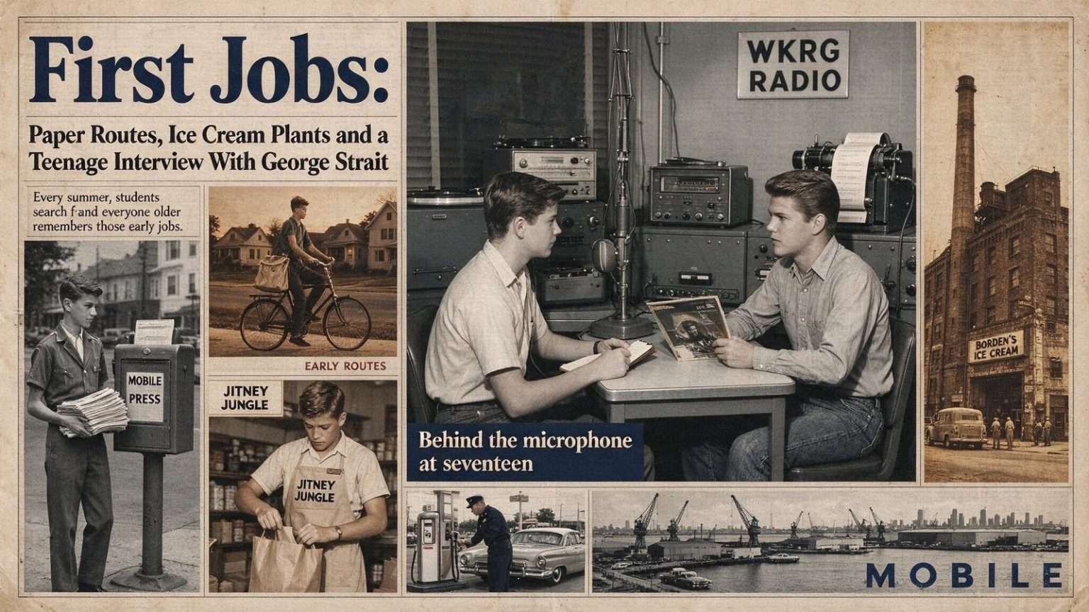 Illustration for the news story: First Jobs: Paper Routes, Ice Cream Plants and a Teenage Interview With George Strait