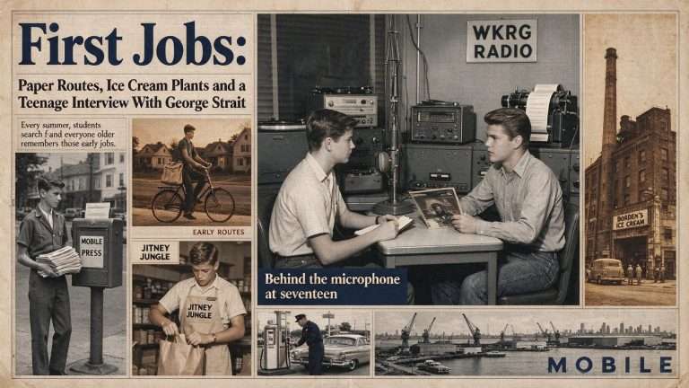Illustration for the news story: First Jobs: Paper Routes, Ice Cream Plants and a Teenage Interview With George Strait