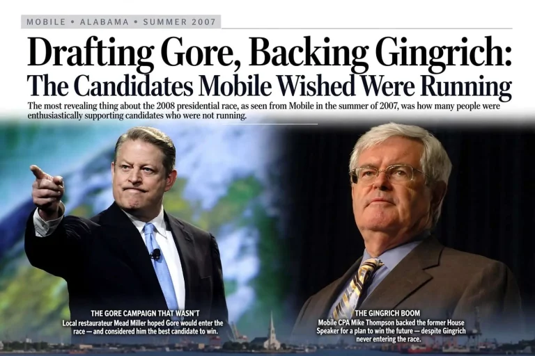 Illustration for the news story: Drafting Gore, Backing Gingrich: The Candidates Mobile Wished Were Running