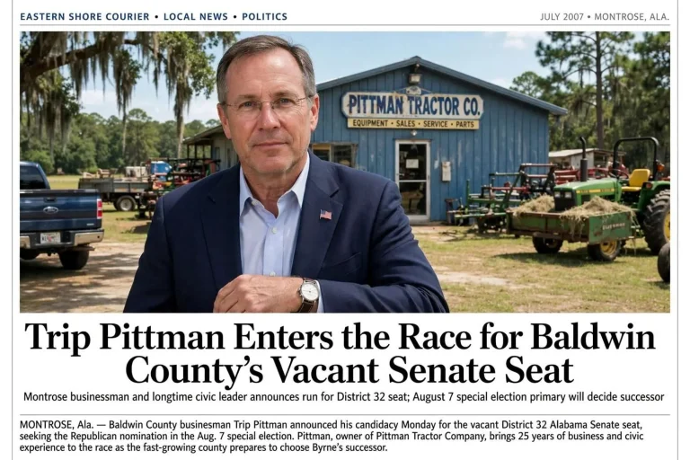 Illustration for the news story: Trip Pittman Enters the Race for Baldwin County’s Vacant Senate Seat