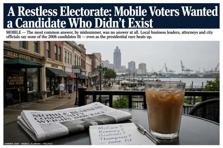 Illustration for the news story: A Restless Electorate: Mobile Voters Wanted a Candidate Who Didn’t Exist