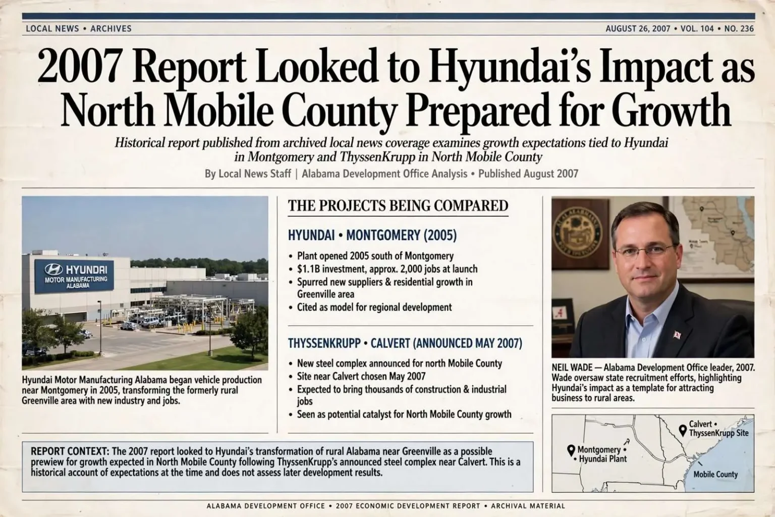 Illustration for the news story: 2007 Report Looked to Hyundai’s Impact as North Mobile County Prepared for Growth