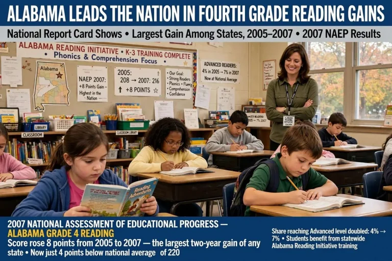 Illustration for the news story: Alabama Leads the Nation in Fourth Grade Reading Gains, National Report Card Shows