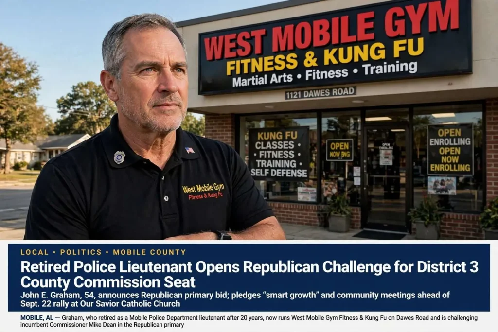 Illustration for the news story: Retired Police Lieutenant Opens Republican Challenge for District 3 County Commission Seat
