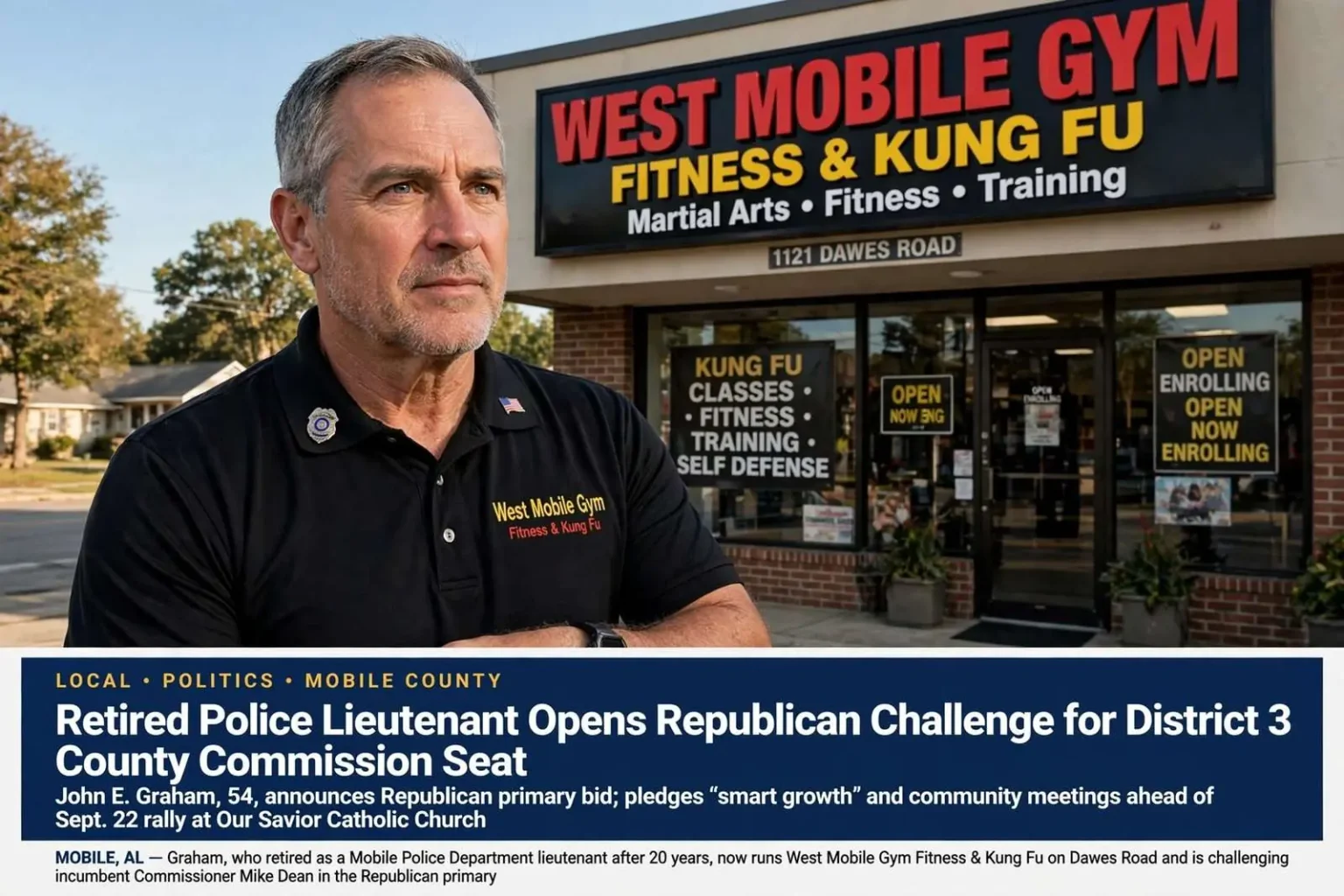 Illustration for the news story: Retired Police Lieutenant Opens Republican Challenge for District 3 County Commission Seat