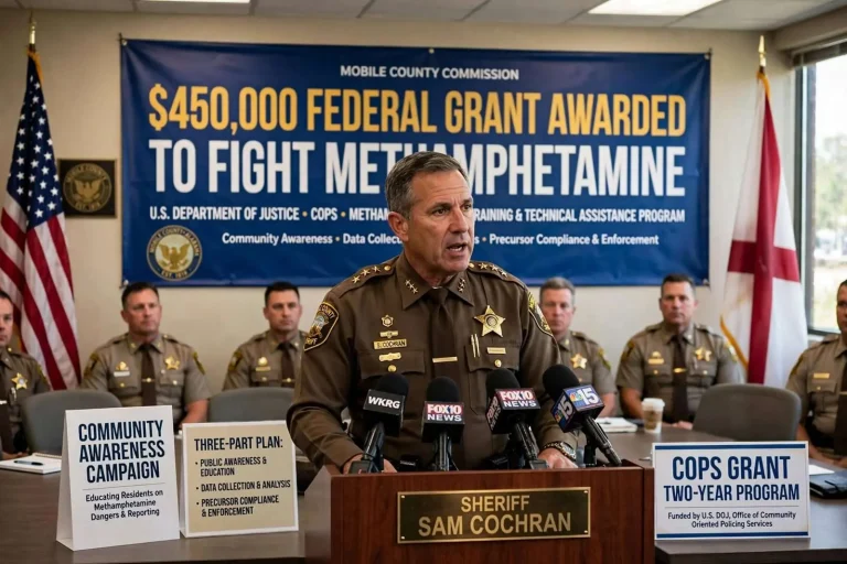 Illustration for the news story: Mobile County Lands $450,000 Federal Grant to Fight Methamphetamine