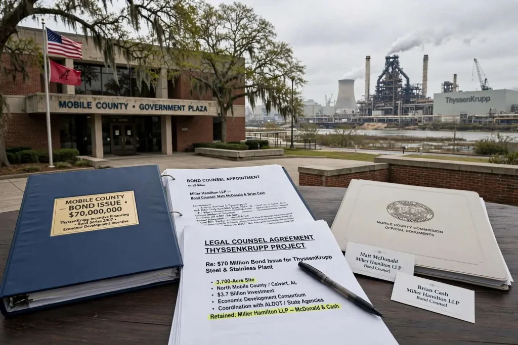 Illustration for the news story: County Turns to New Bond Counsel for $70 Million ThyssenKrupp Incentive Issue