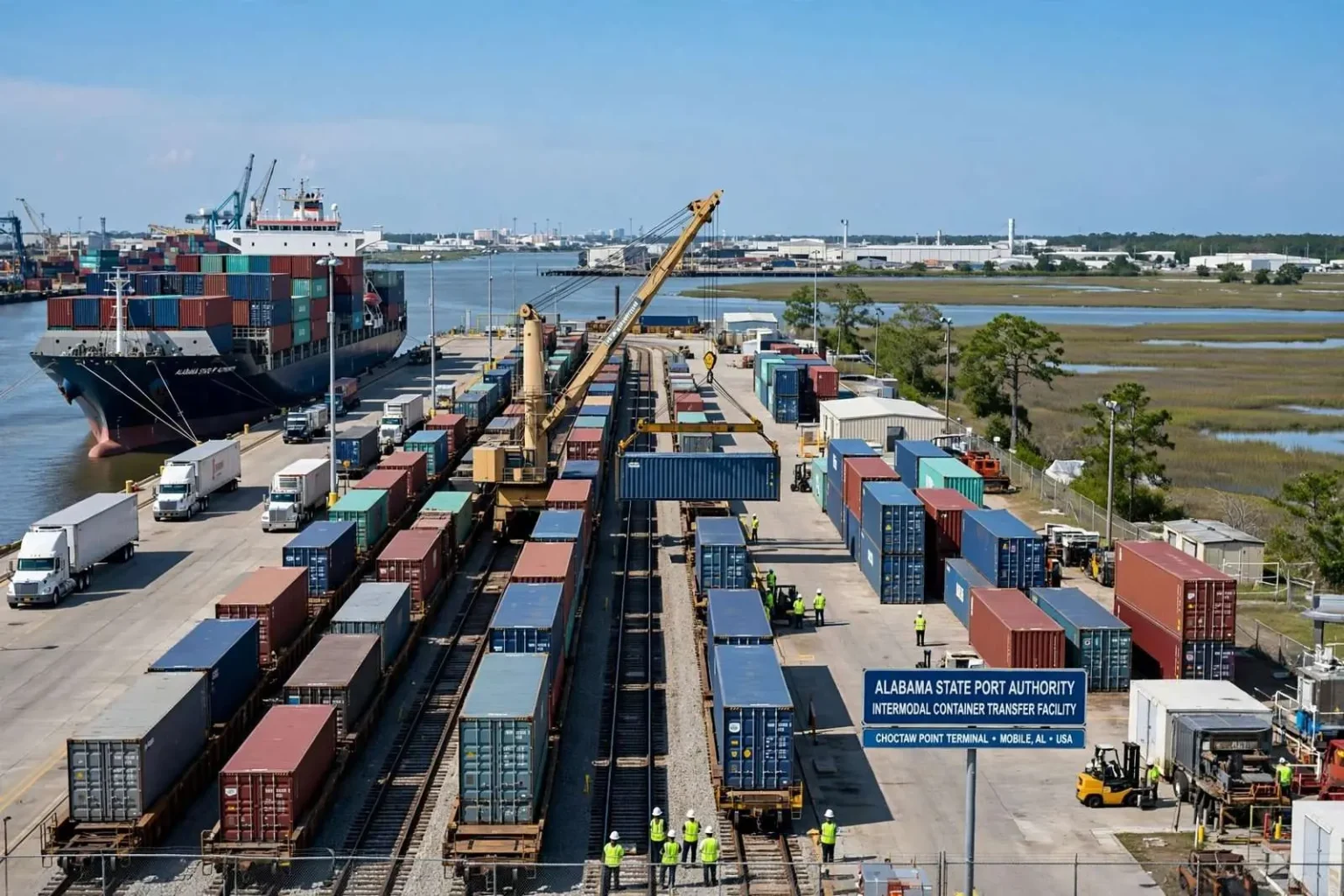 Illustration for the news story: Shelby Announces $4.76 Million for Mobile’s State Docks Intermodal Project
