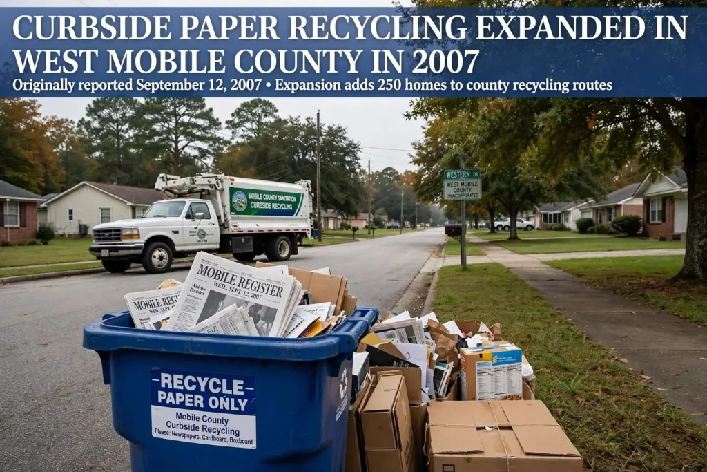 Illustration for the news story: Curbside Paper Recycling Expanded in West Mobile County in 2007