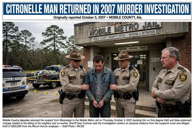 Illustration for the news story: Citronelle Man Returned in 2007 Murder Investigation