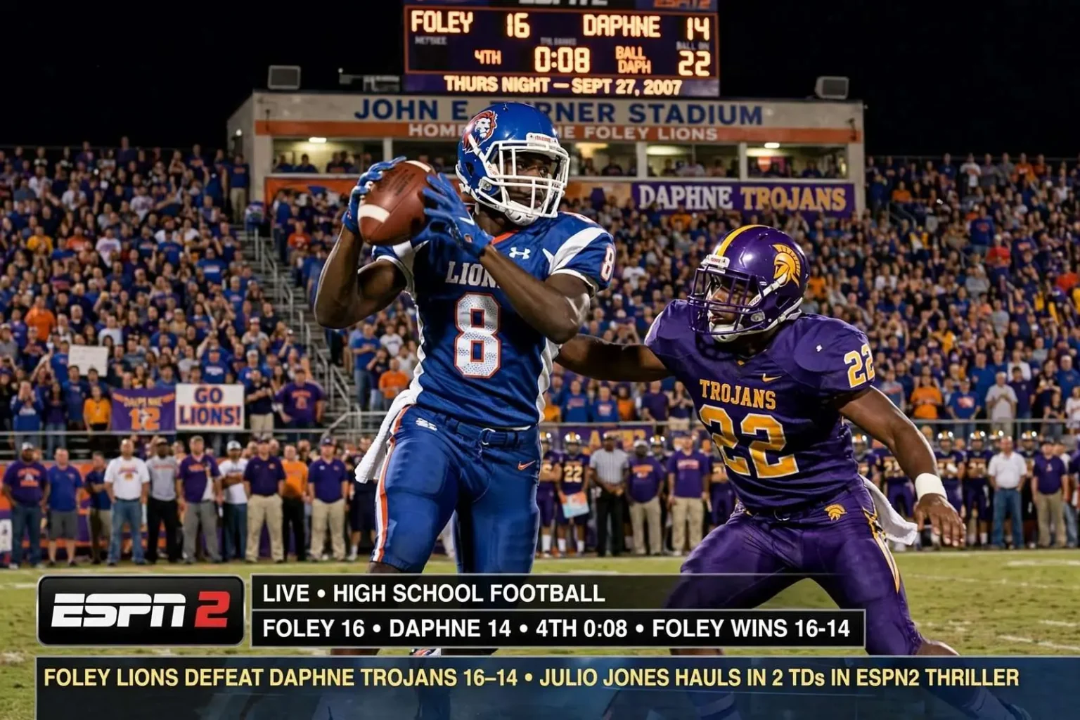 Illustration for the news story: Foley Defeated Daphne on ESPN2 in 2007