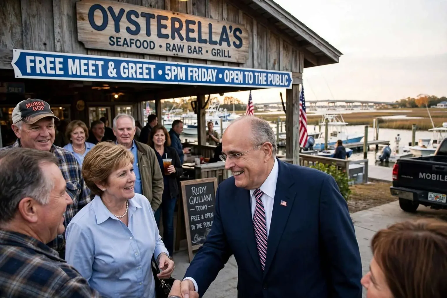 Illustration for the news story: Giuliani Returns to Mobile for a Free Meet-and-Greet and a $1,000-a-Head Reception